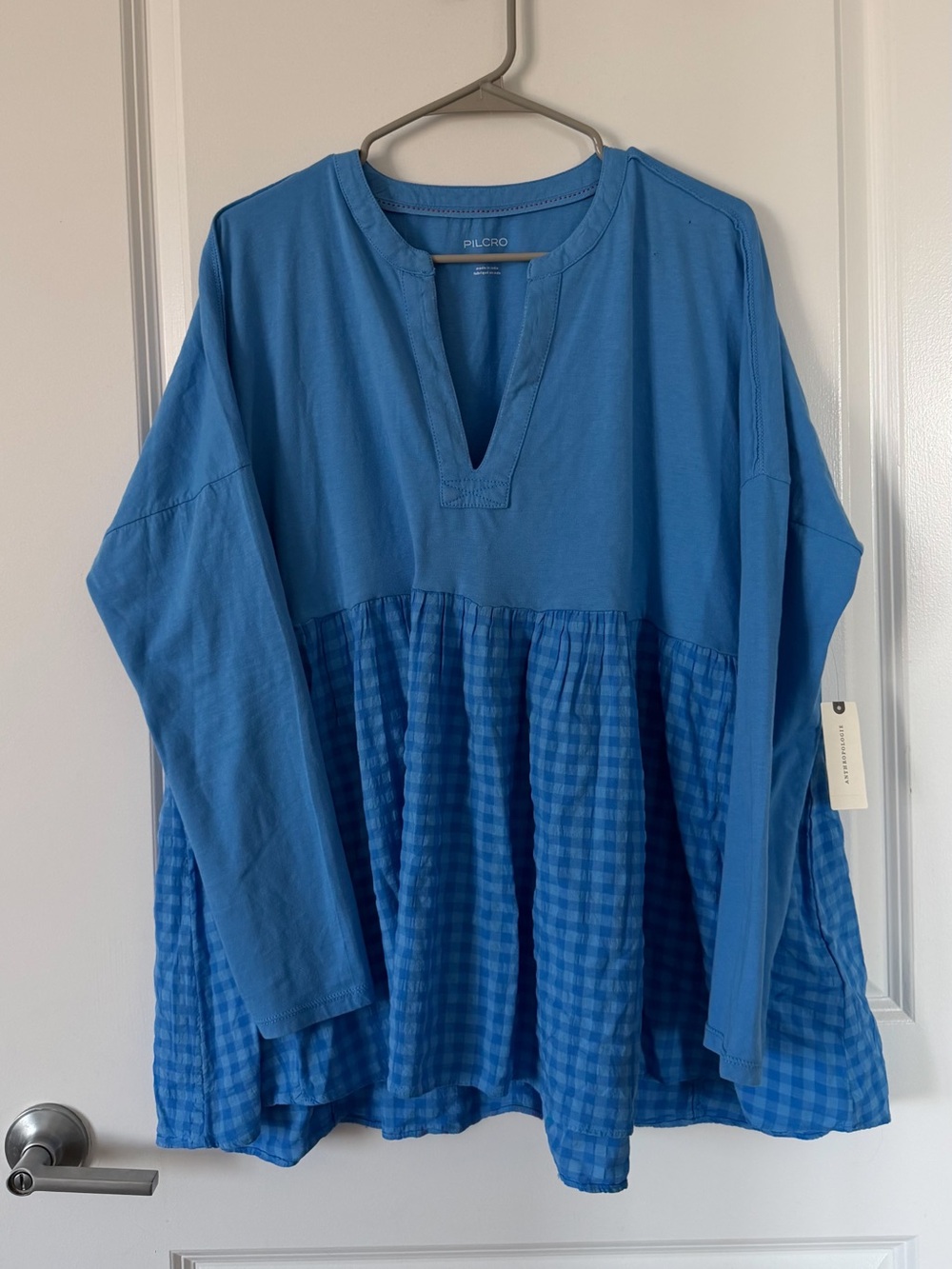 Anthropologie Pilcro Blue Tiered V-Neck Long-Sleeve Top